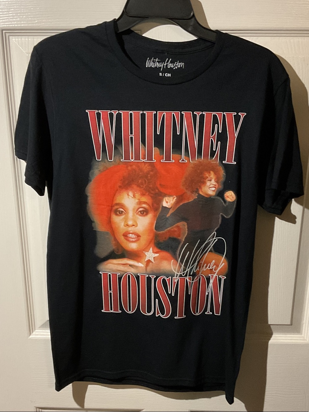 Whitney Houston Graphic Tee - Black with Red Artwork